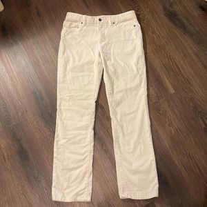 Cream Corduroy Straight-leg Pants